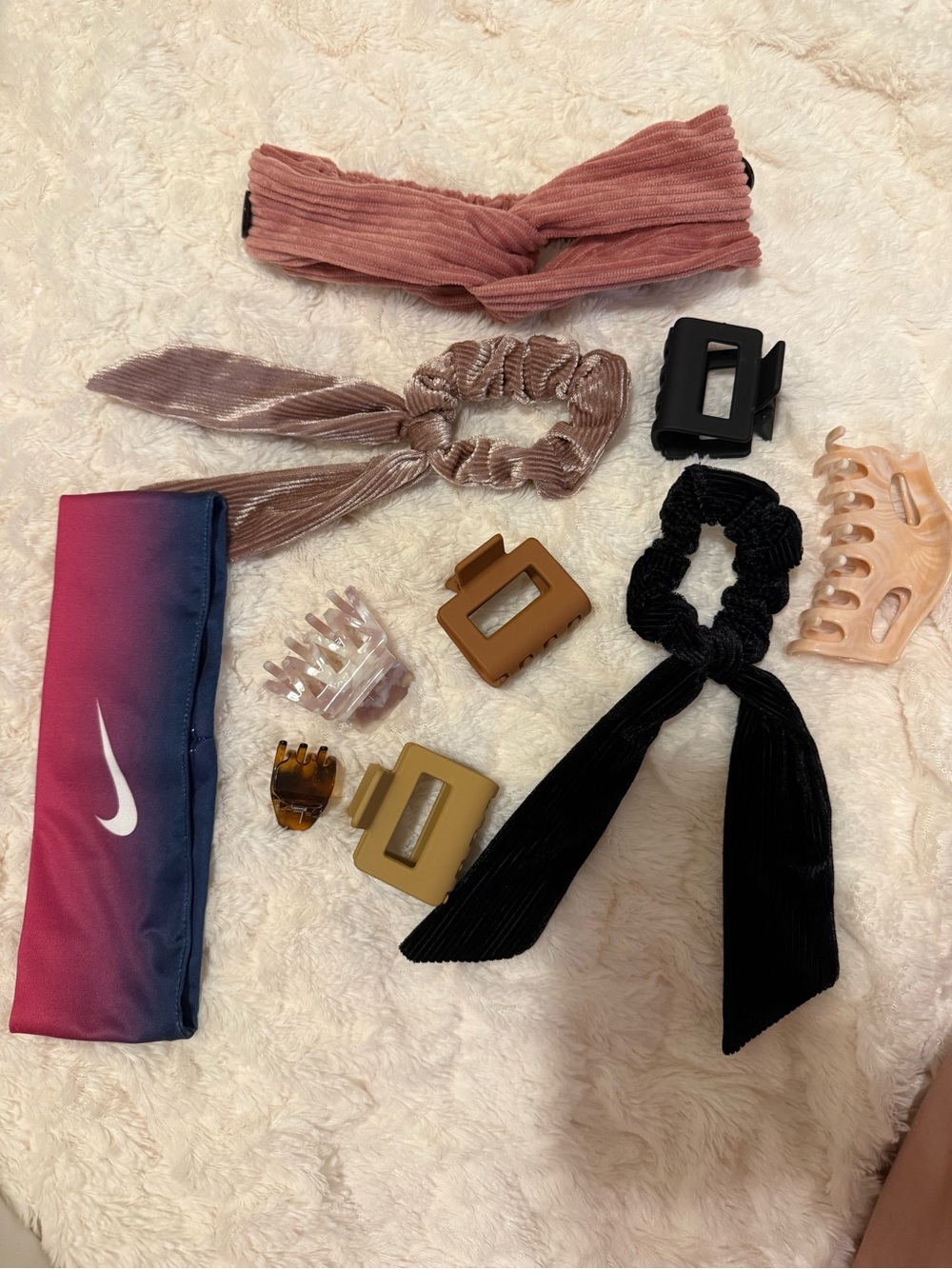 Nike Gradient Headband and Mixed Hair Accessory Set - Black, Pink, Mauve
